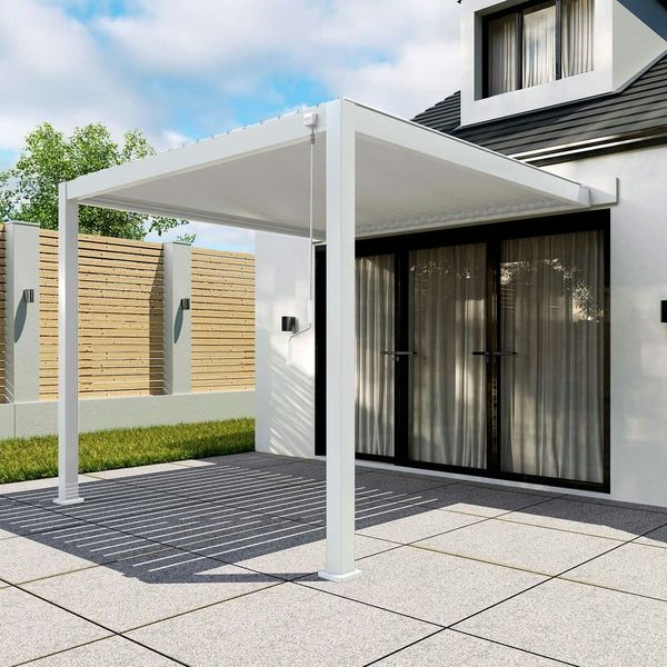 Titan Aluminium Wall Mounted Pergola - 3000mm Square - White