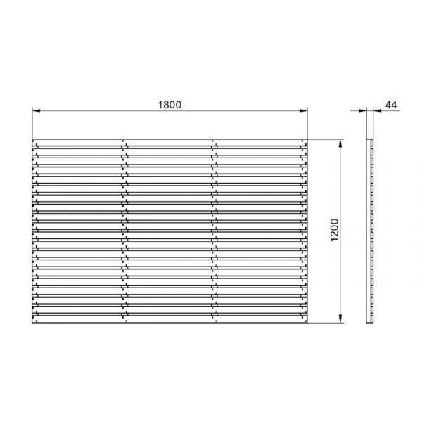 Pressure Treated Contemporary Slatted Fence Panel - 1800mm x 900mm