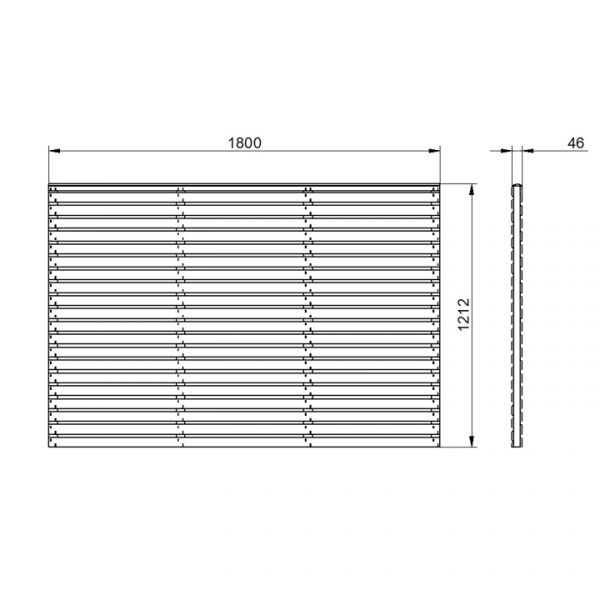 Pressure Treated Contemporary Double Slatted Fence Panel - 1800mm x 900mm