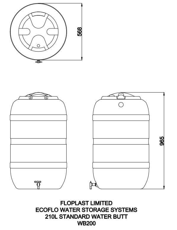 FloPlast Water Butt - Standard 210 Litre