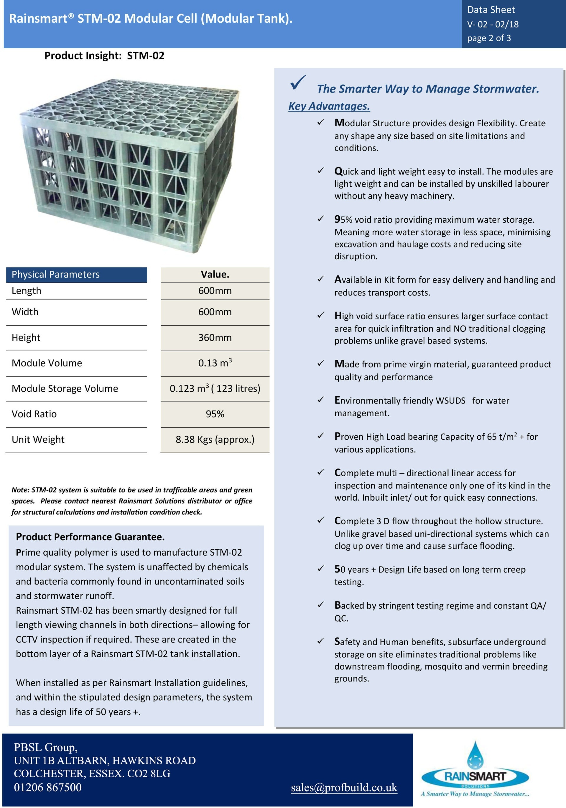 Rainsmart Heavy Soakaway Data Sheet 2